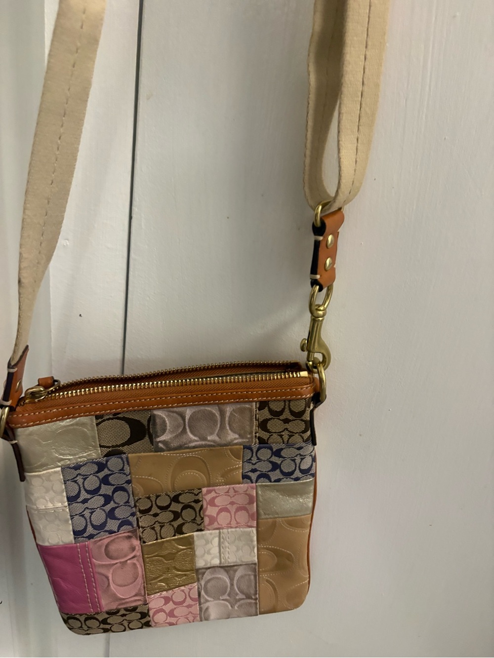 Vintage Coach Multicolor Patchwork Crossbody Purse Ore Owned